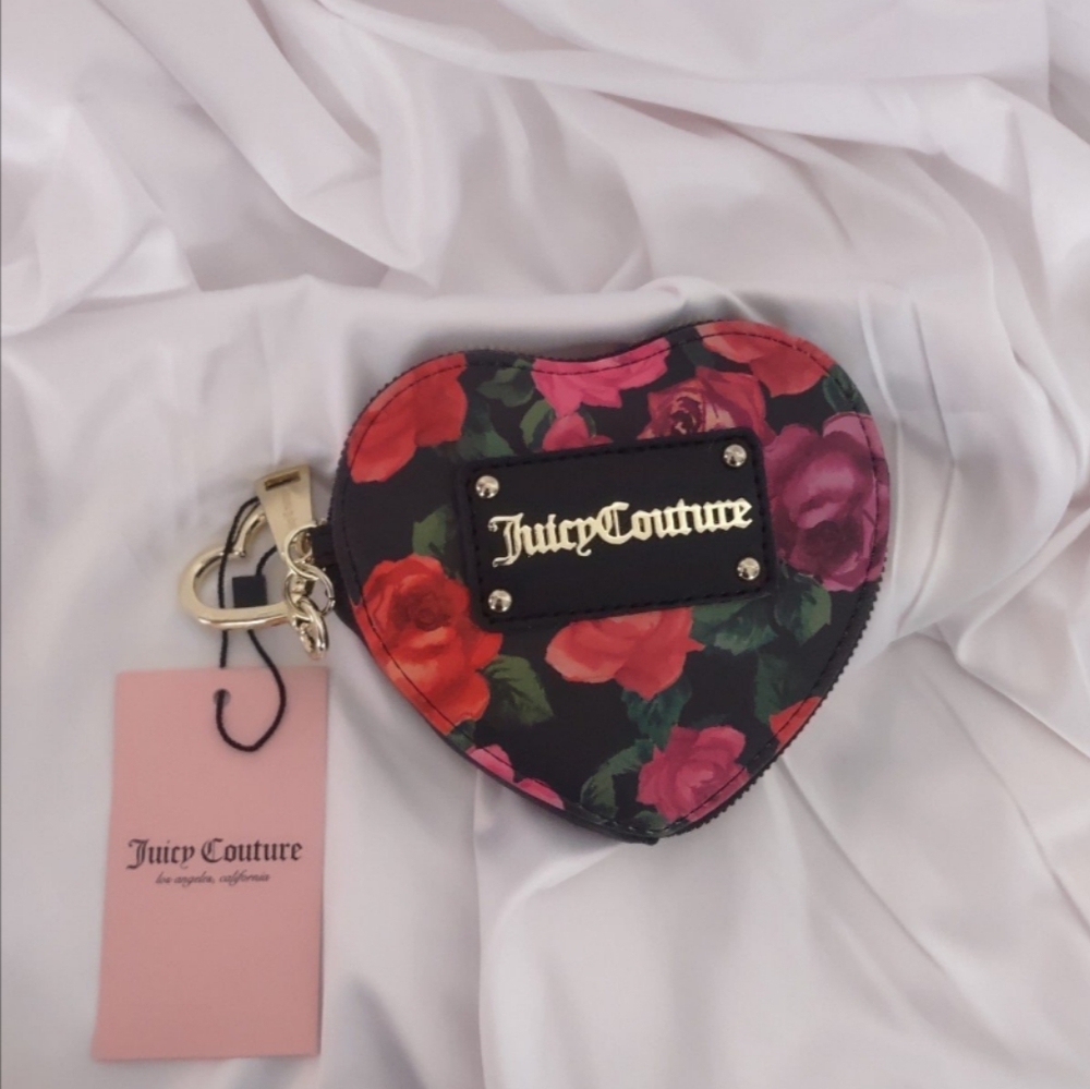 Juicy Couture Heart-Shaped Floral Coin Purse